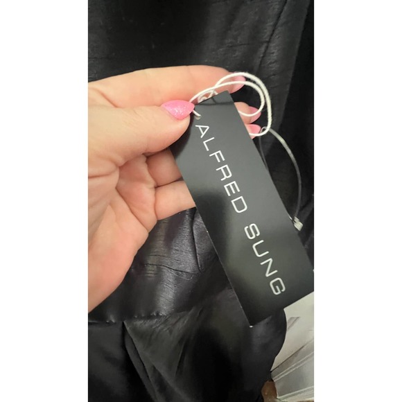 Deep Vneck raw silk black gown pockets size 18 plus size elegance - Picture 6 of 12